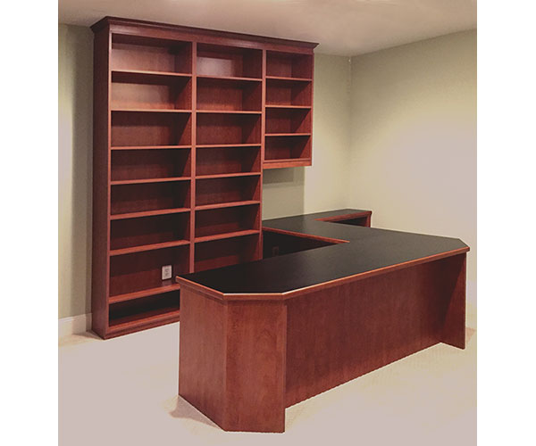 Office in Sunset and cherry wood edged counter
